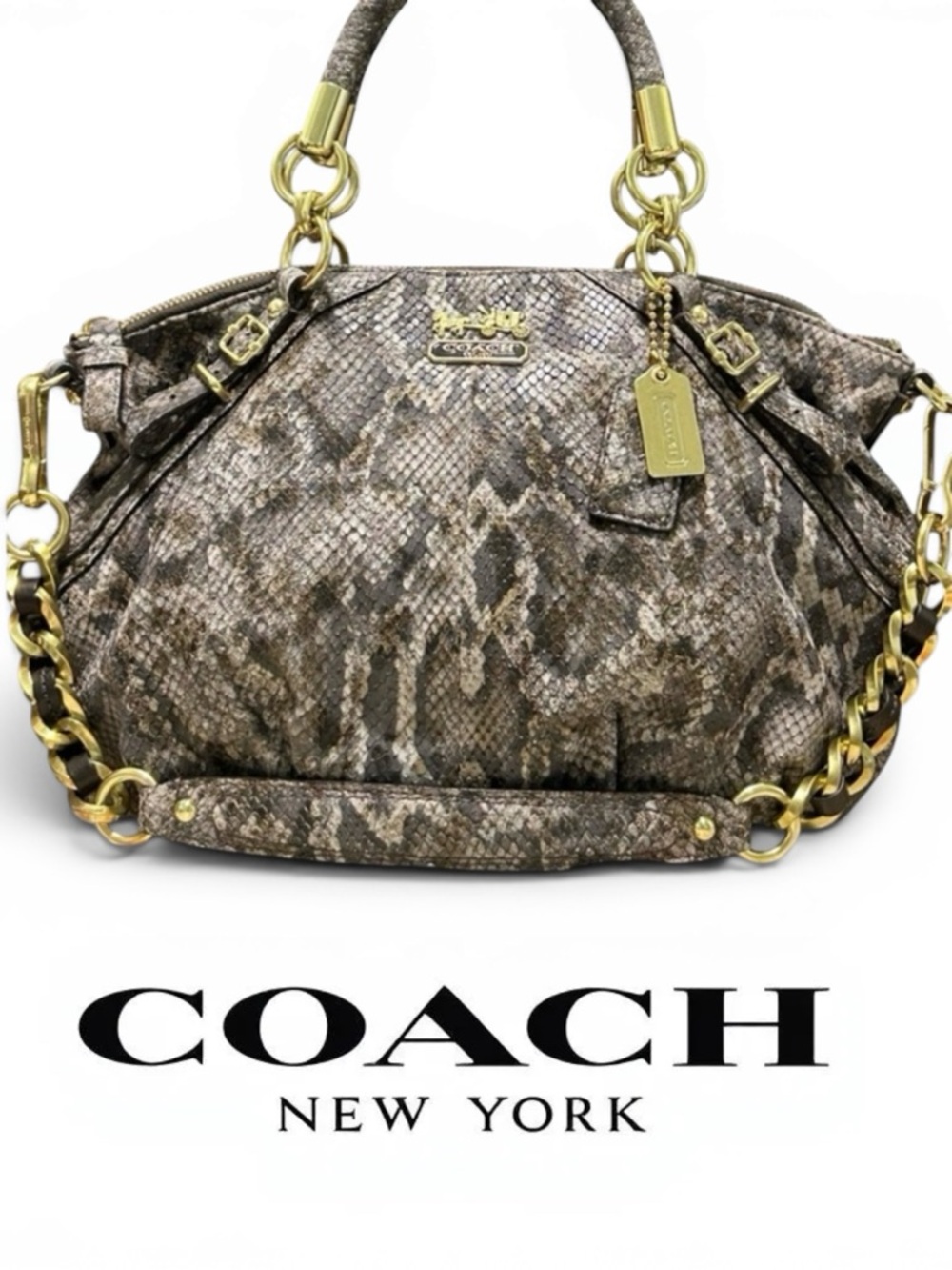 COACH Madison Sophia Python Embossed Leather Satchel/Shoulder Bag